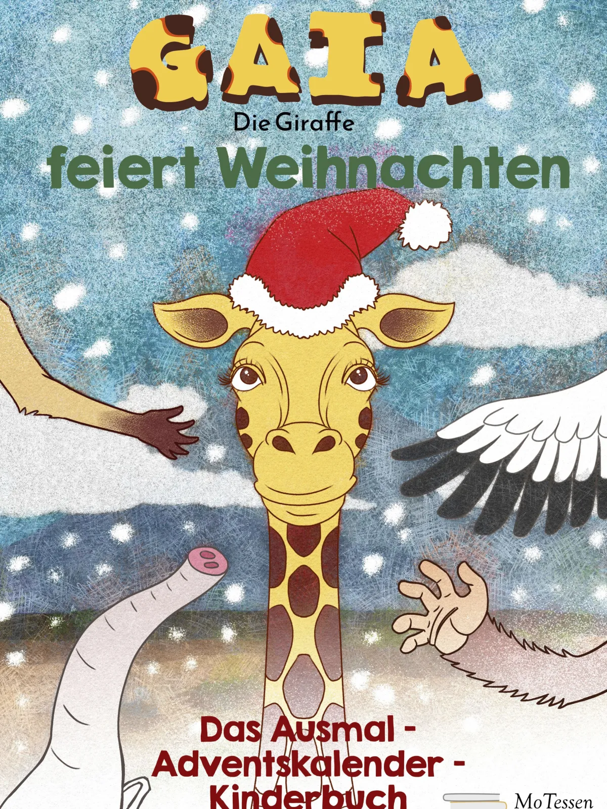 Gaia, die Giraffe, feiert Weihnachten
